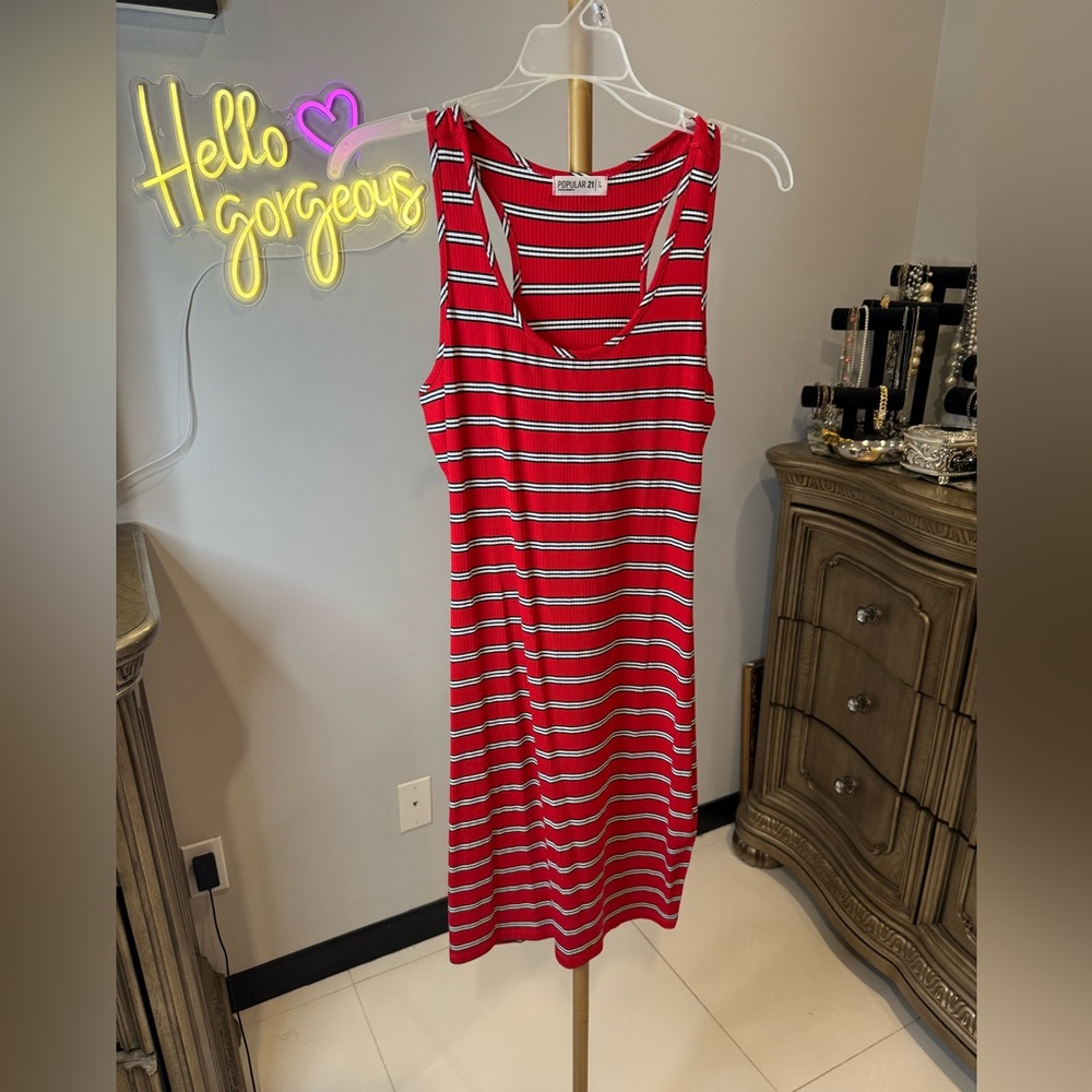 Popular 21 Red Striped Dress